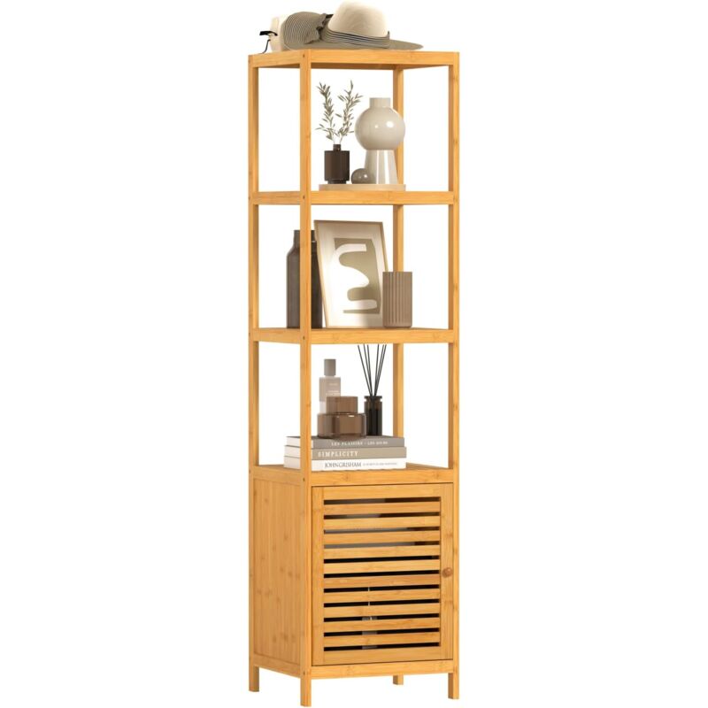 foto del prodotto mensola bagno scaffale bamb 4 ripiani libreria fioriera per balcone woltu