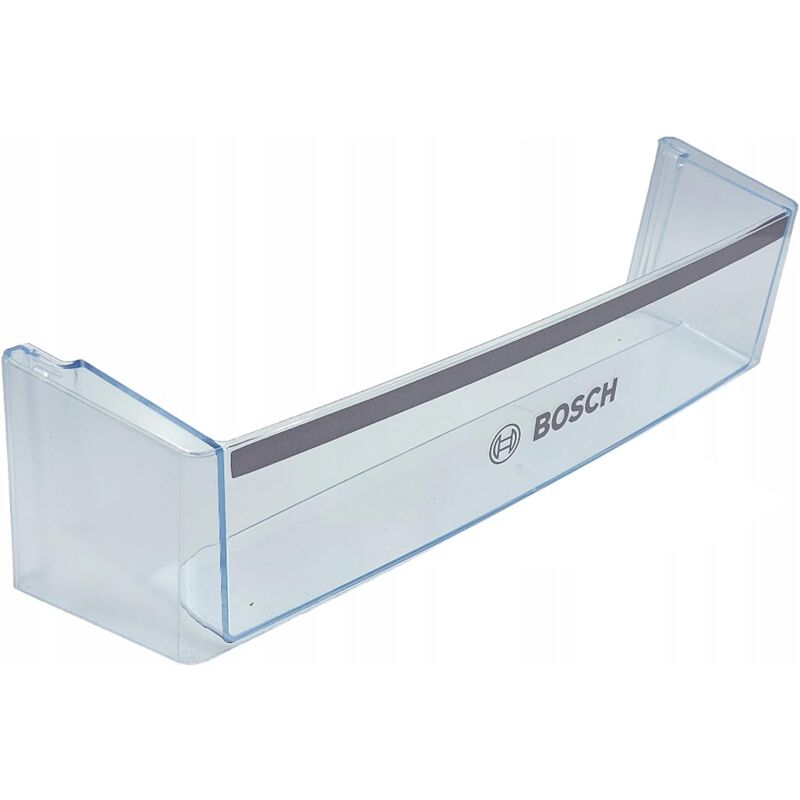 foto del prodotto mensola balconcino porta bottiglie per frigorifero bosch siemens neff, dimensioni 460x120x112 mm colore trasparente con logo