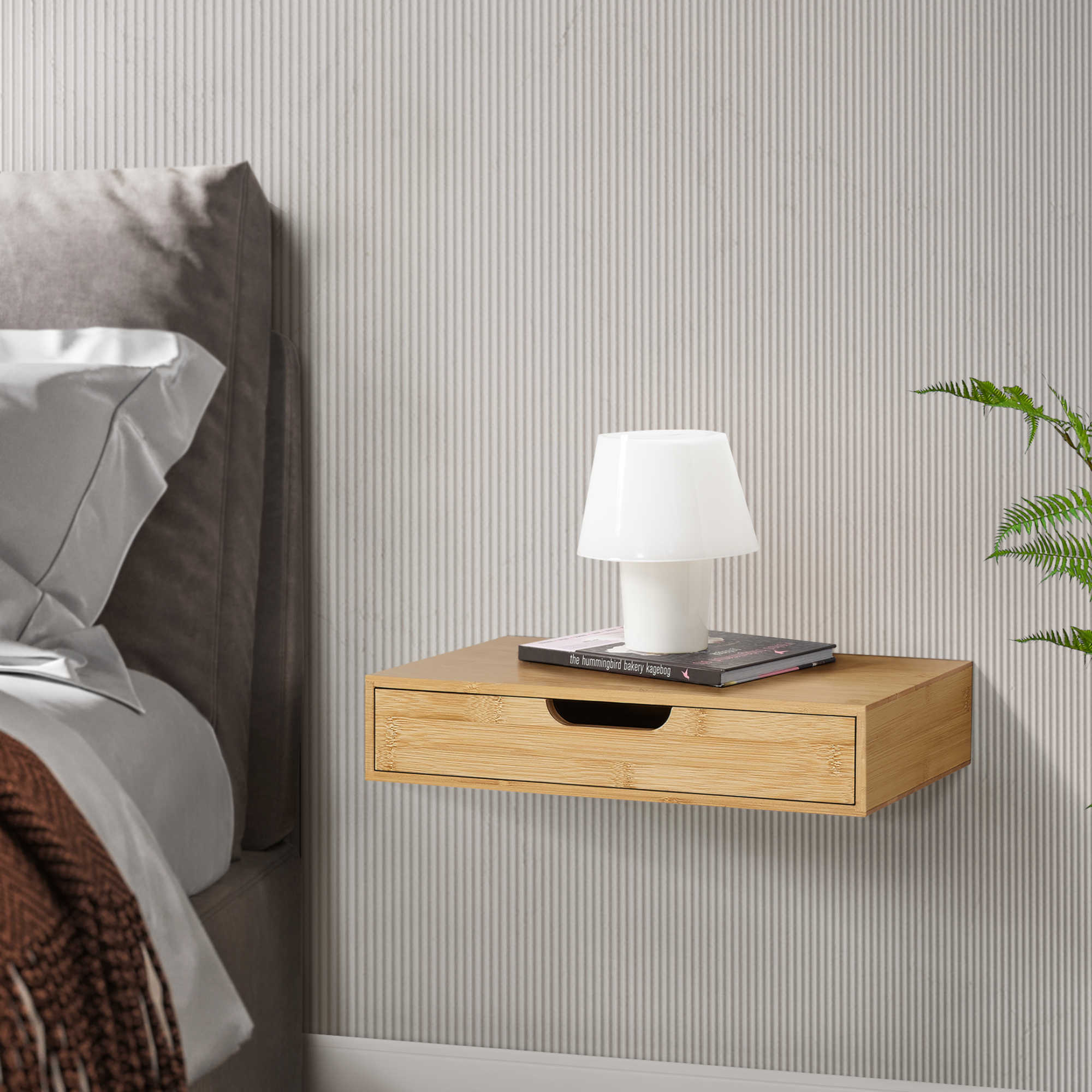 foto del prodotto mensola bokn con cassetto integrato 40 x 24 x 8 cm bamb naturale en.casa 