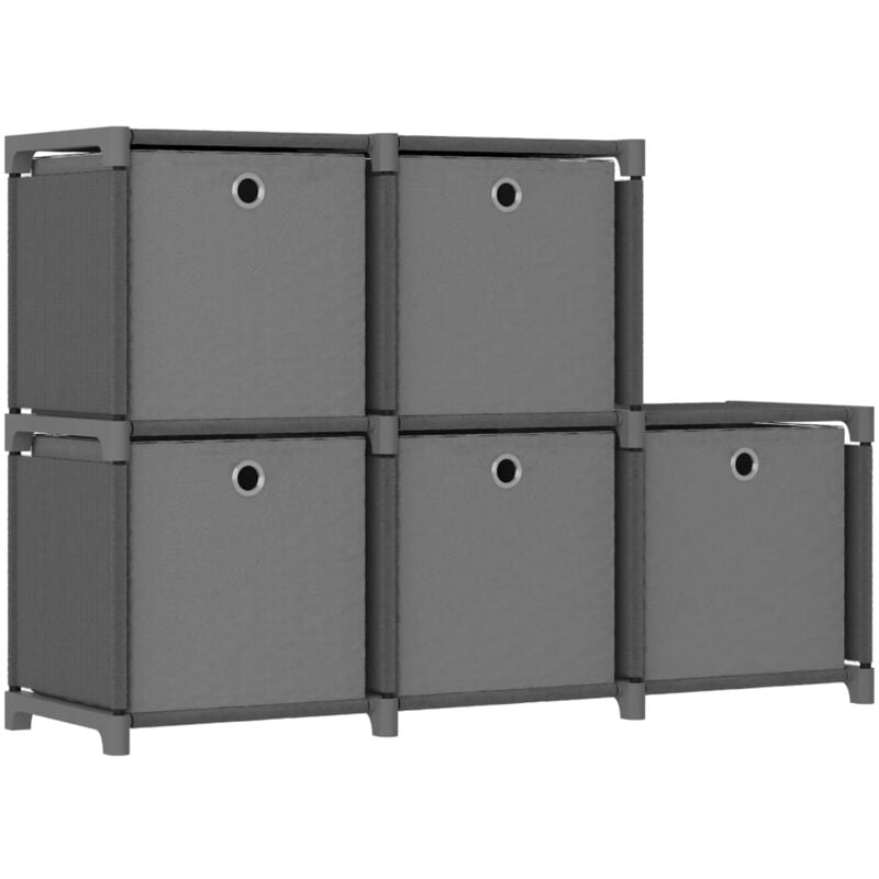 foto del prodotto mensola con 5 vani a cubo scatole grigia 103x30x72,5 cm tessuto