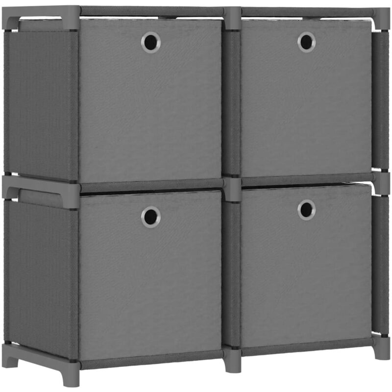 foto del prodotto mensola con vani a cubo con scatole in tessuto scaffale grigio vari modelli modelli 4 cubi