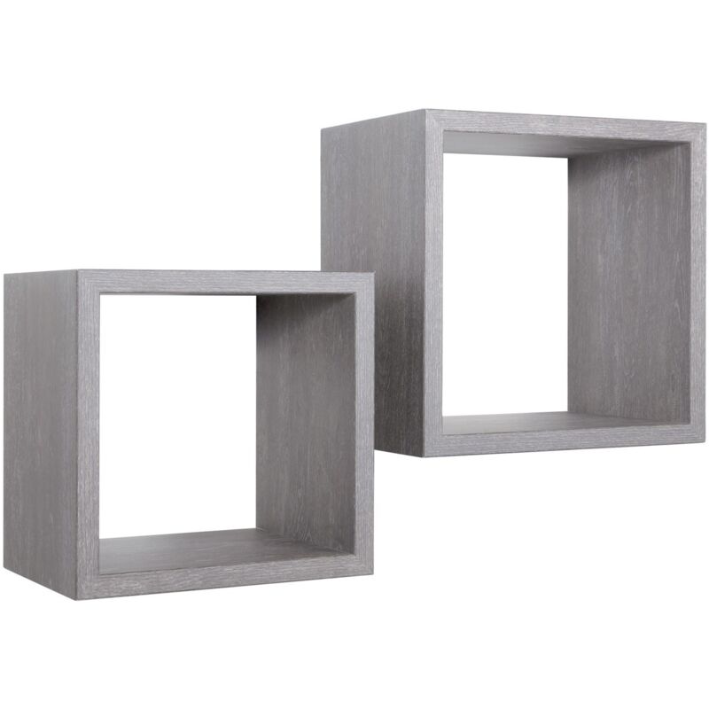 foto del prodotto mensola cubo 2 pz scaffale parete rovere grigio salotto camera soggiorno moderno q bis maxi