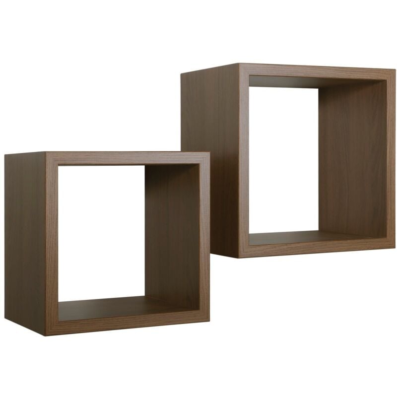 foto del prodotto mensola cubo 2 pz scaffale parete rovere tabacco salotto camera soggiorno moderno q bis maxi