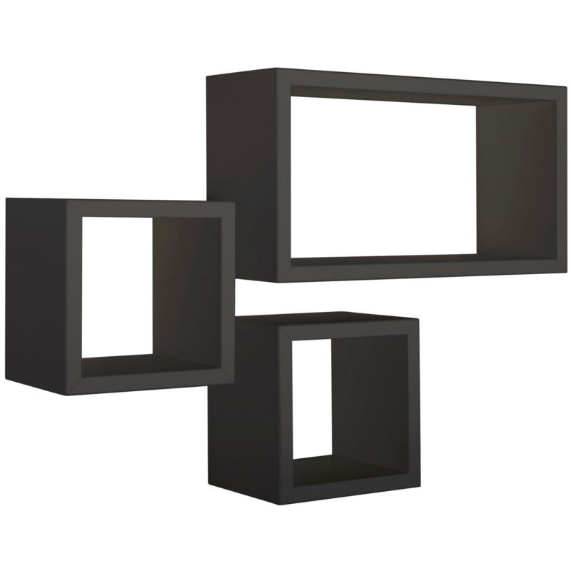 foto del prodotto mensola cubo 3 pz scaffale salotto nero soggiorno camera moderno trib 
