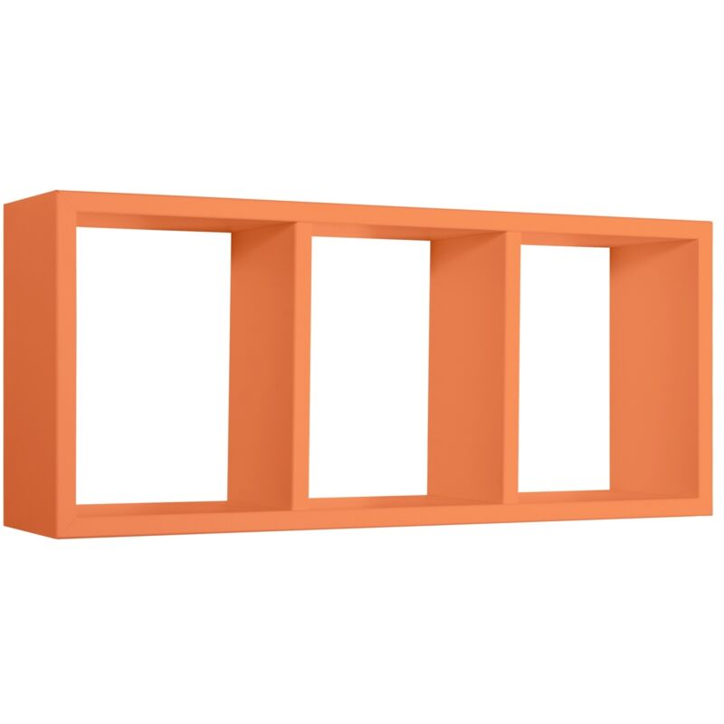 foto del prodotto mensola cubo 3 scomparti scaffale arancione soggiorno salotto camera moderno tristano
