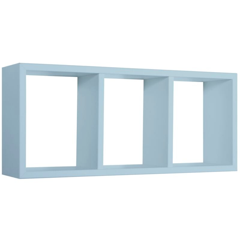 foto del prodotto mensola cubo 3 scomparti scaffale azzurro soggiorno salotto camera moderno tristano