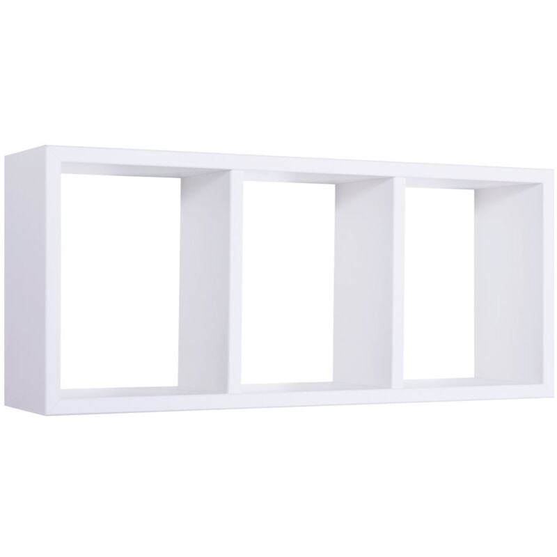 foto del prodotto mensola cubo 3 scomparti scaffale bianco soggiorno salotto camera moderno tristano