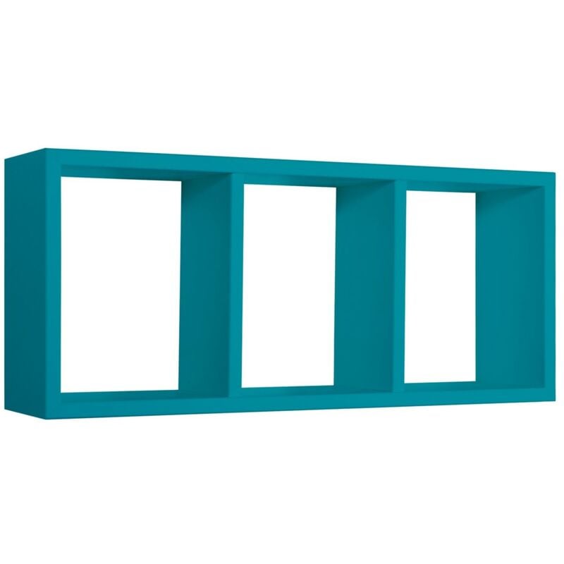 foto del prodotto mensola cubo 3 scomparti scaffale blu soggiorno salotto camera moderno tristano