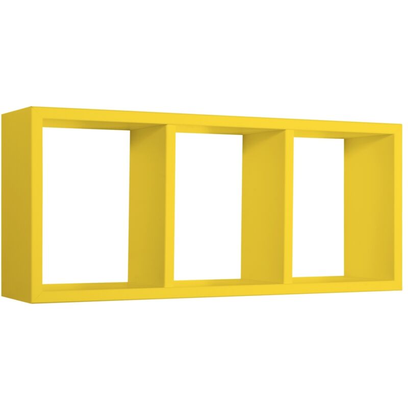 foto del prodotto mensola cubo 3 scomparti scaffale giallo soggiorno salotto camera moderno tristano