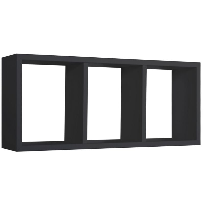 foto del prodotto mensola cubo 3 scomparti scaffale nero soggiorno salotto camera moderno tristano