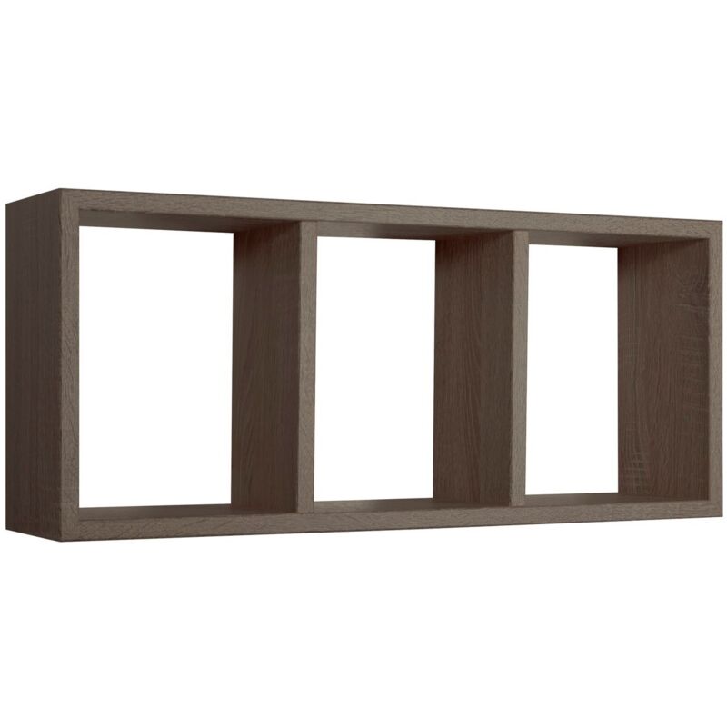 foto del prodotto mensola cubo 3 scomparti scaffale noce soggiorno salotto camera moderno tristano