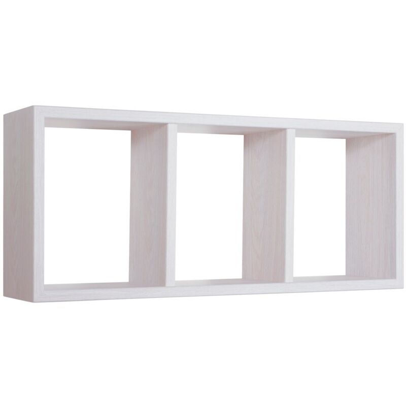 foto del prodotto mensola cubo 3 scomparti scaffale rovere bianco soggiorno salotto camera moderno tristano