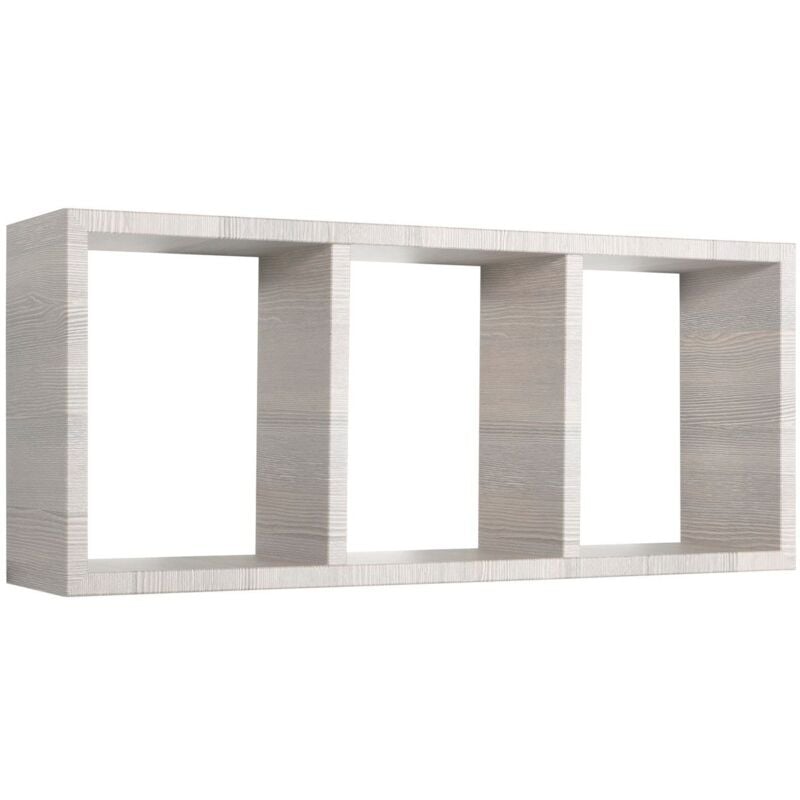 foto del prodotto mensola cubo 3 scomparti scaffale rovere grigio soggiorno salotto camera moderno tristano
