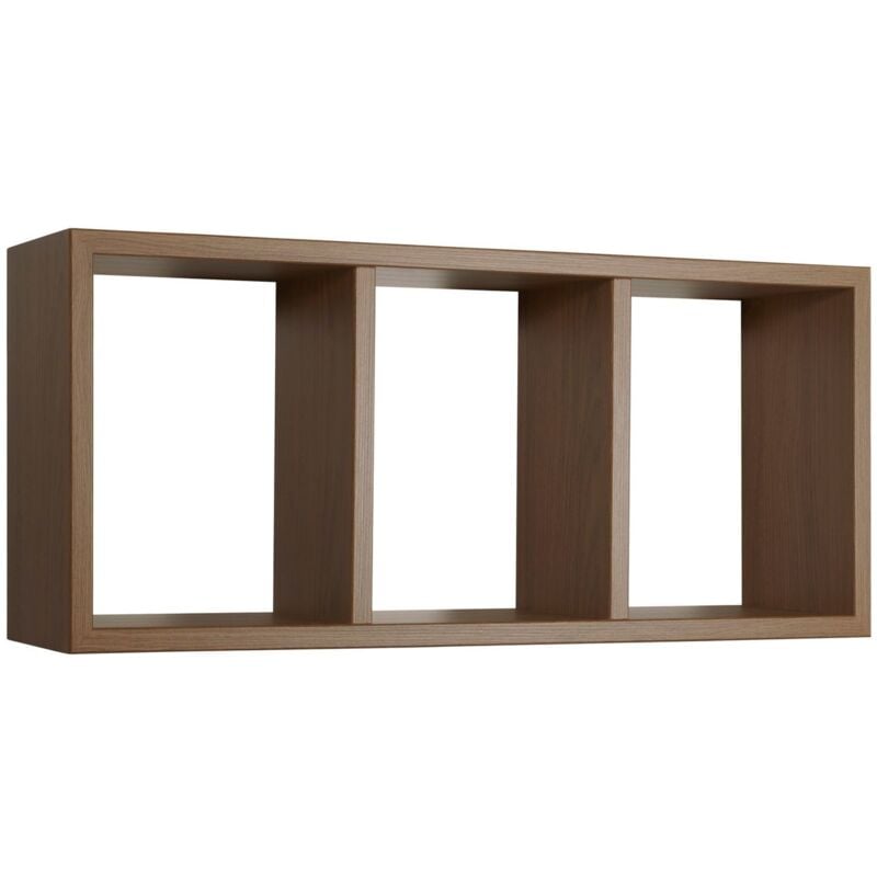 foto del prodotto mensola cubo 3 scomparti scaffale rovere tabacco soggiorno salotto camera moderno tristano
