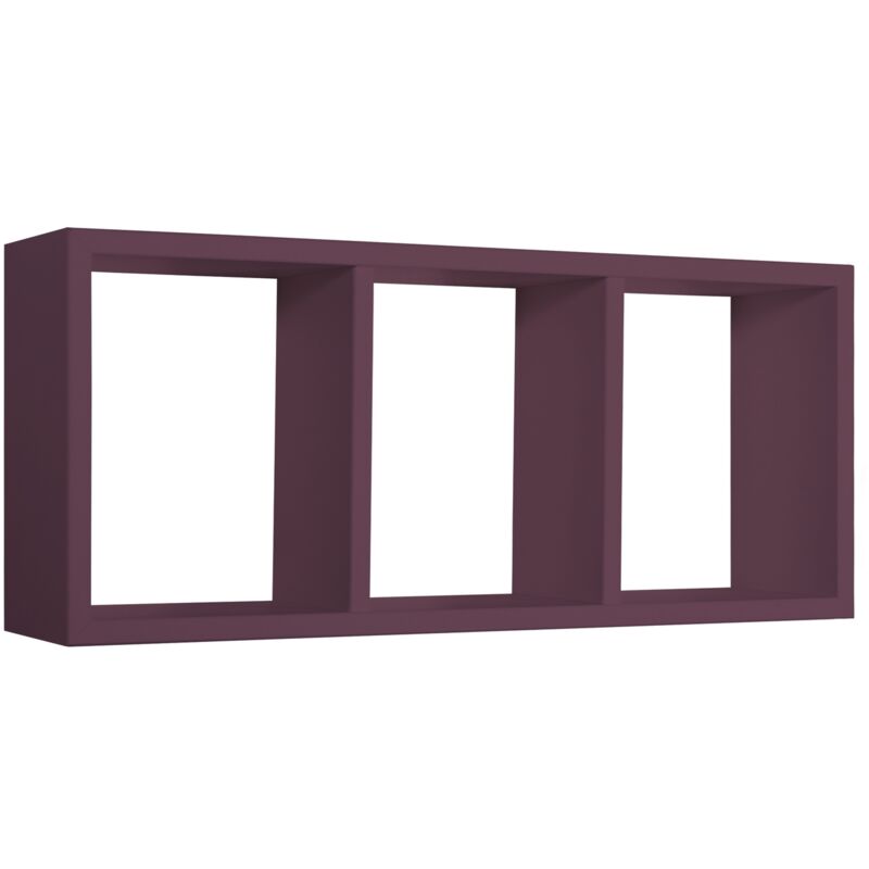 foto del prodotto mensola cubo 3 scomparti scaffale viola soggiorno salotto camera moderno tristano
