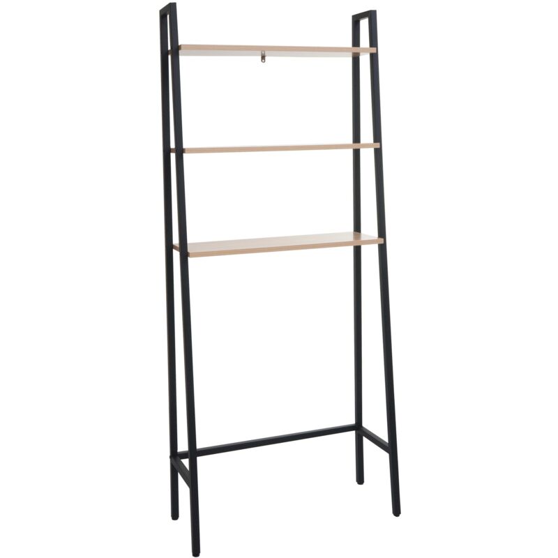 foto del prodotto mensola da appoggio per bagno mensola per lavatrice scaletta design industriale legno chiaro e metallo 155x64x25 cm 040008693