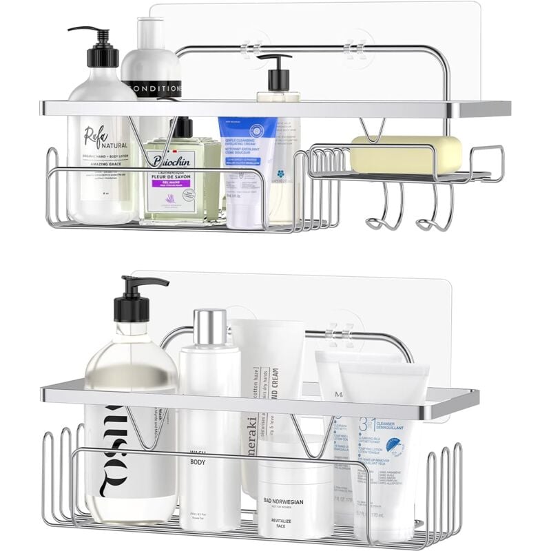 foto del prodotto mensola da bagno, mensole da bagno in acciaio inox 304, mensola da doccia, portaoggetti da doccia, set di 2 mensole da doccia per bagno o cucina