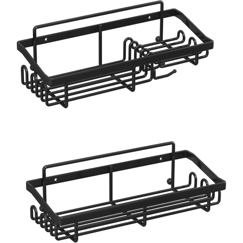 foto del prodotto mensola da bagno non necessita di foratura 30 x 12 x 8,9 cm, nero , 2 pezzi