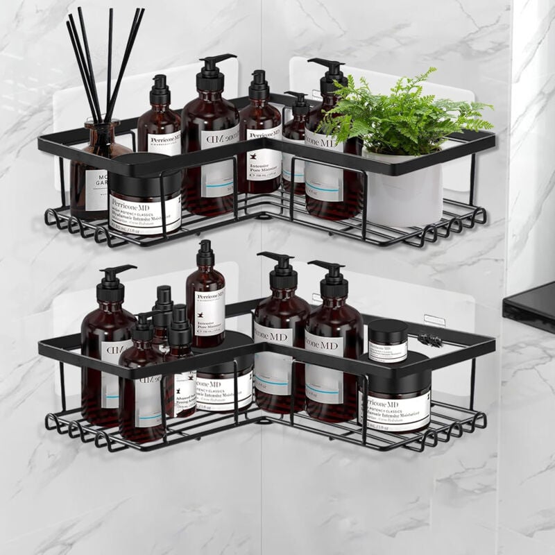 foto del prodotto mensola da doccia angolare, mensole ad angolo per doccia, porta bagnoschiuma shampoo da doccia, alluminio, antiruggine, impermeabile