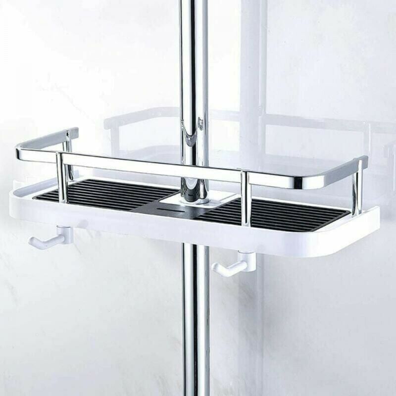 foto del prodotto mensola da doccia regolabile da 1 pezzo, montaggio a parete, cestino portaoggetti per bagno e cucina, per fissaggio tubi, cestino da doccia in