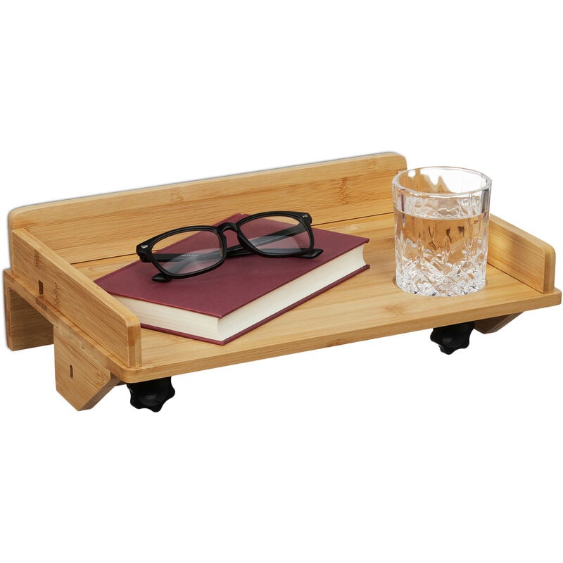 foto del prodotto mensola da letto a castello, mini comodino sospeso da agganciare 11,5x36x24,5 cm porta tablet, bamb , naturale relaxdays