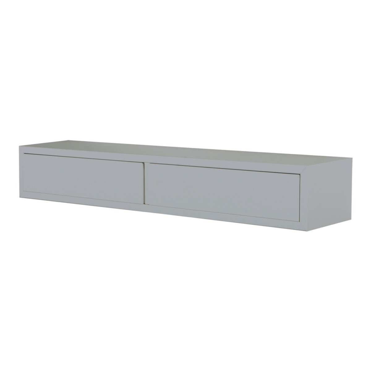 foto del prodotto mensola da muro con 2 cassetti modello domino, comodino sospeso, mensola da parete, 88.2x13.4 p20 cm. finitura grigio made in italy