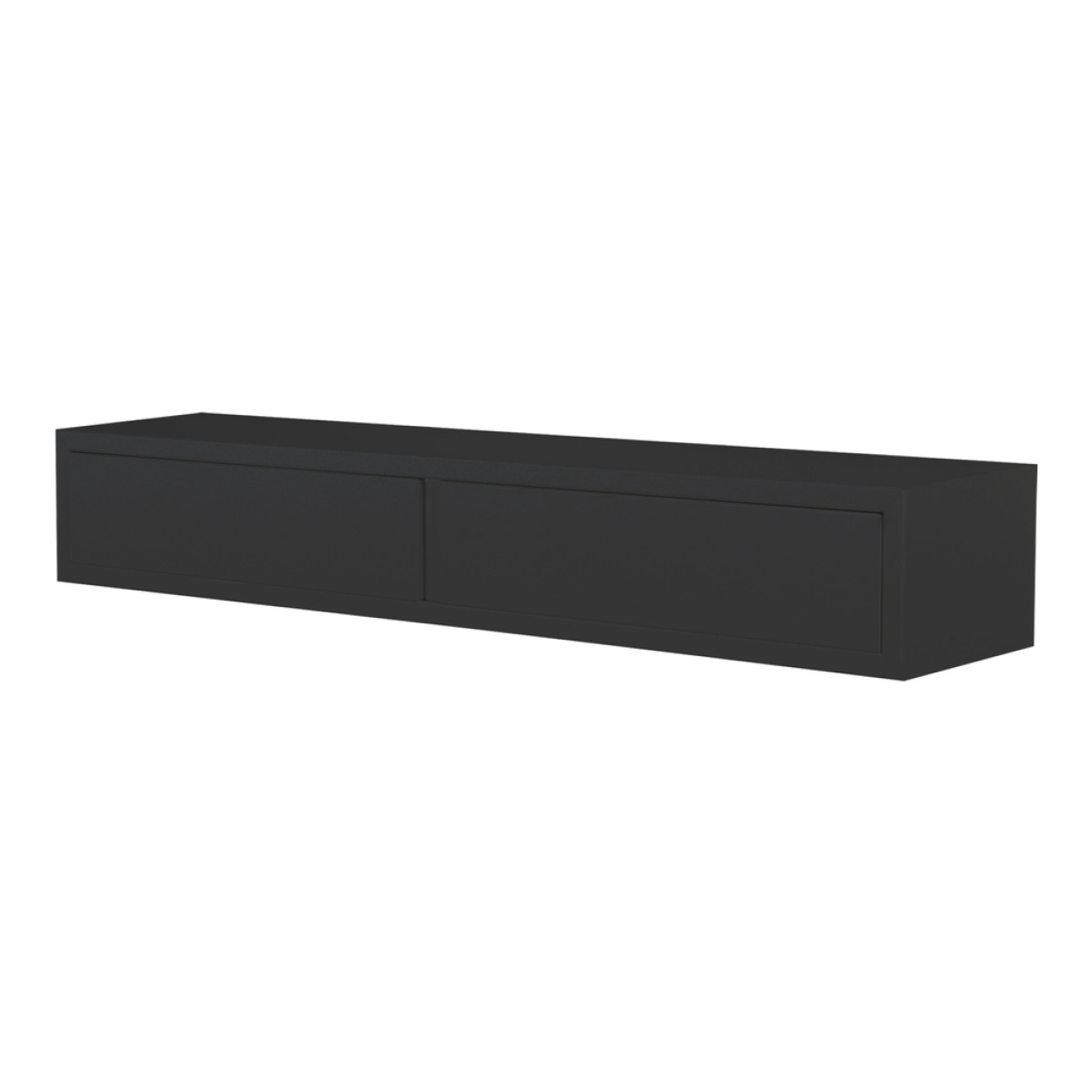 foto del prodotto mensola da muro con 2 cassetti modello domino, comodino sospeso, mensola da parete, 88.2x13.4 p20 cm. finitura nero made in italy