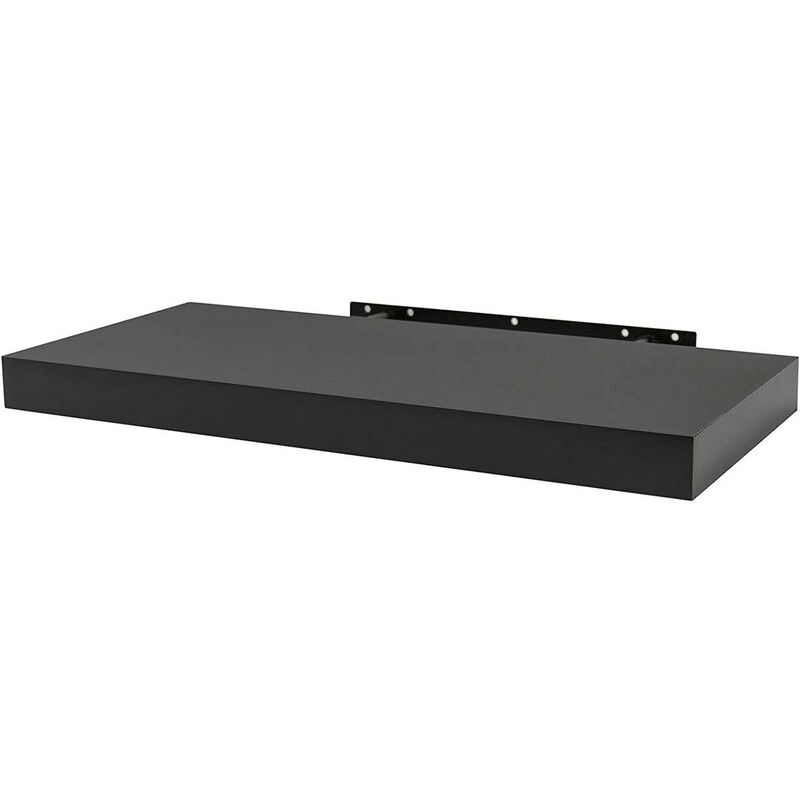 foto del prodotto mensola da muro scaffale sospeso a parete libreria piccola legno e metallo nero 40 cm woltu