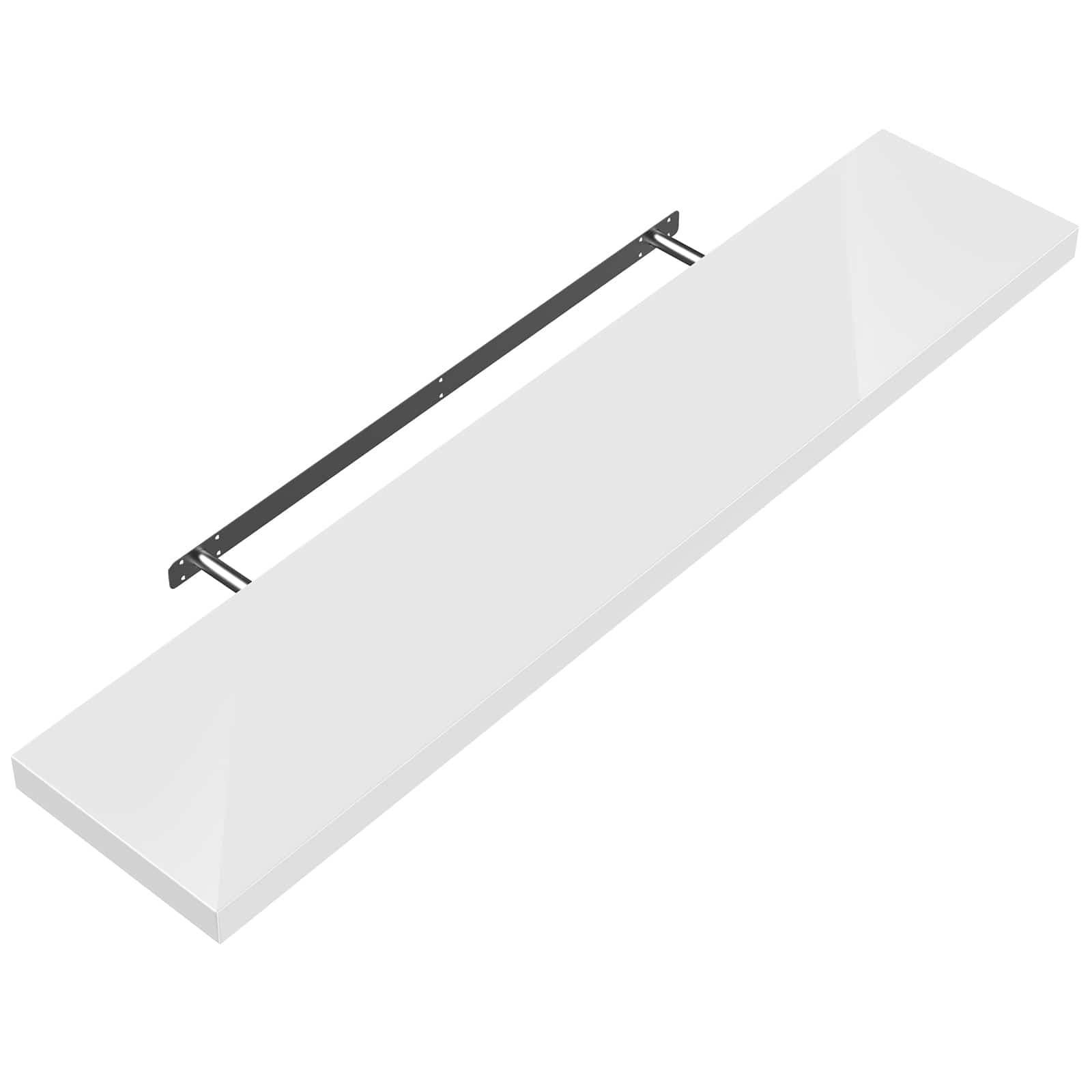 foto del prodotto mensola da parete 110cm bianco lucido con supporto
