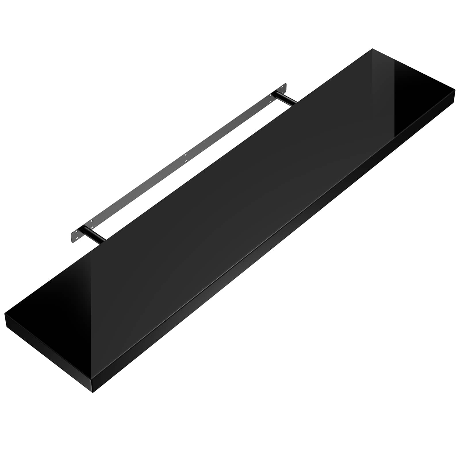 foto del prodotto mensola da parete 110cm nero lucido con supporto