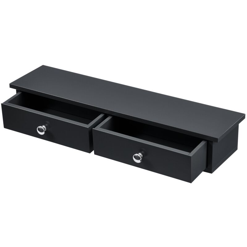 foto del prodotto mensola da parete 2 cassetti mobile portaoggetti di design per ingresso soggiorno camera da letto mdf laccato 10 x 60 x 15 cm nero 030005194