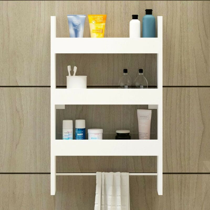 foto del prodotto mensola da parete 50 cm in legno con tre ripiani colore bianco alisa