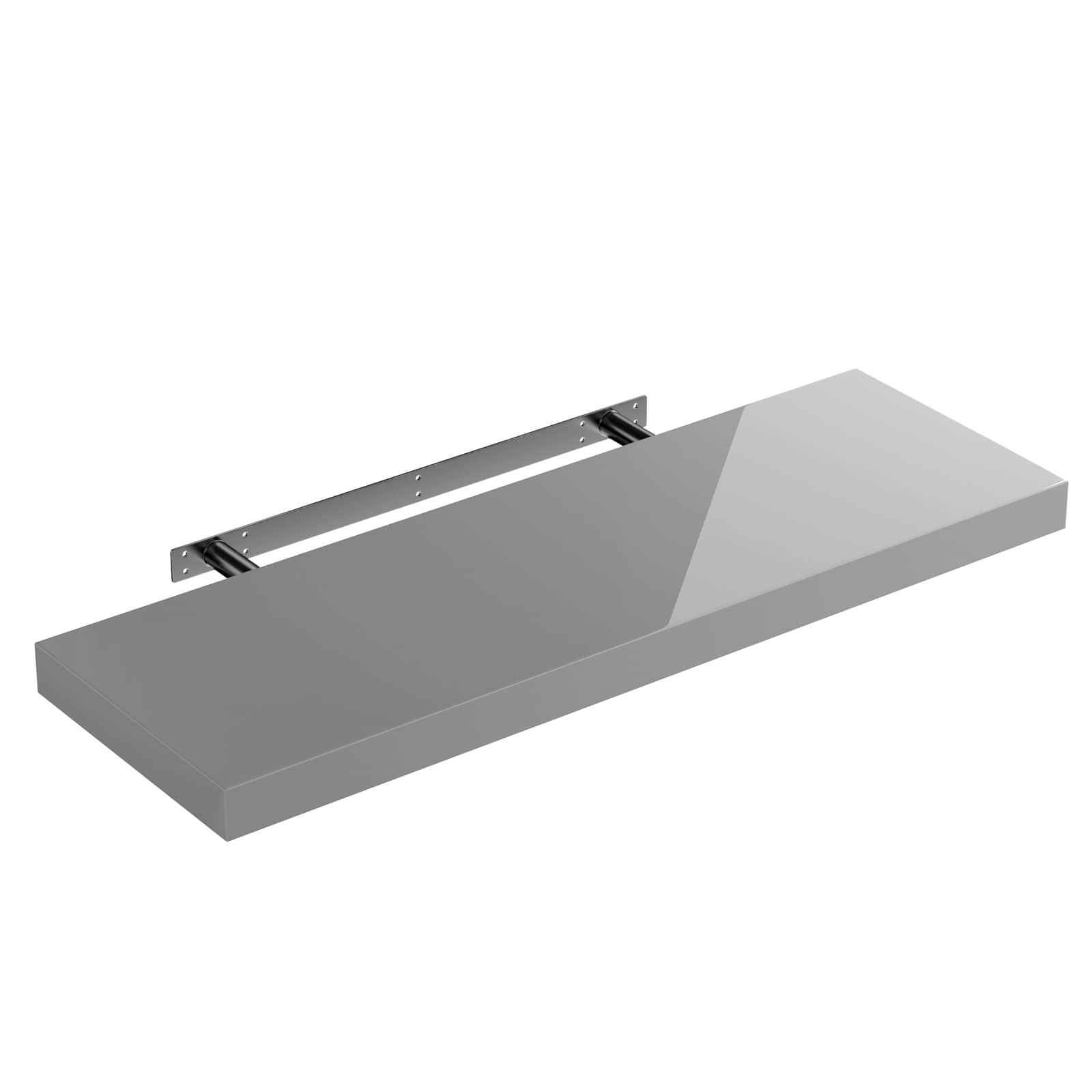 foto del prodotto mensola da parete 70cm grigio lucido con supporto