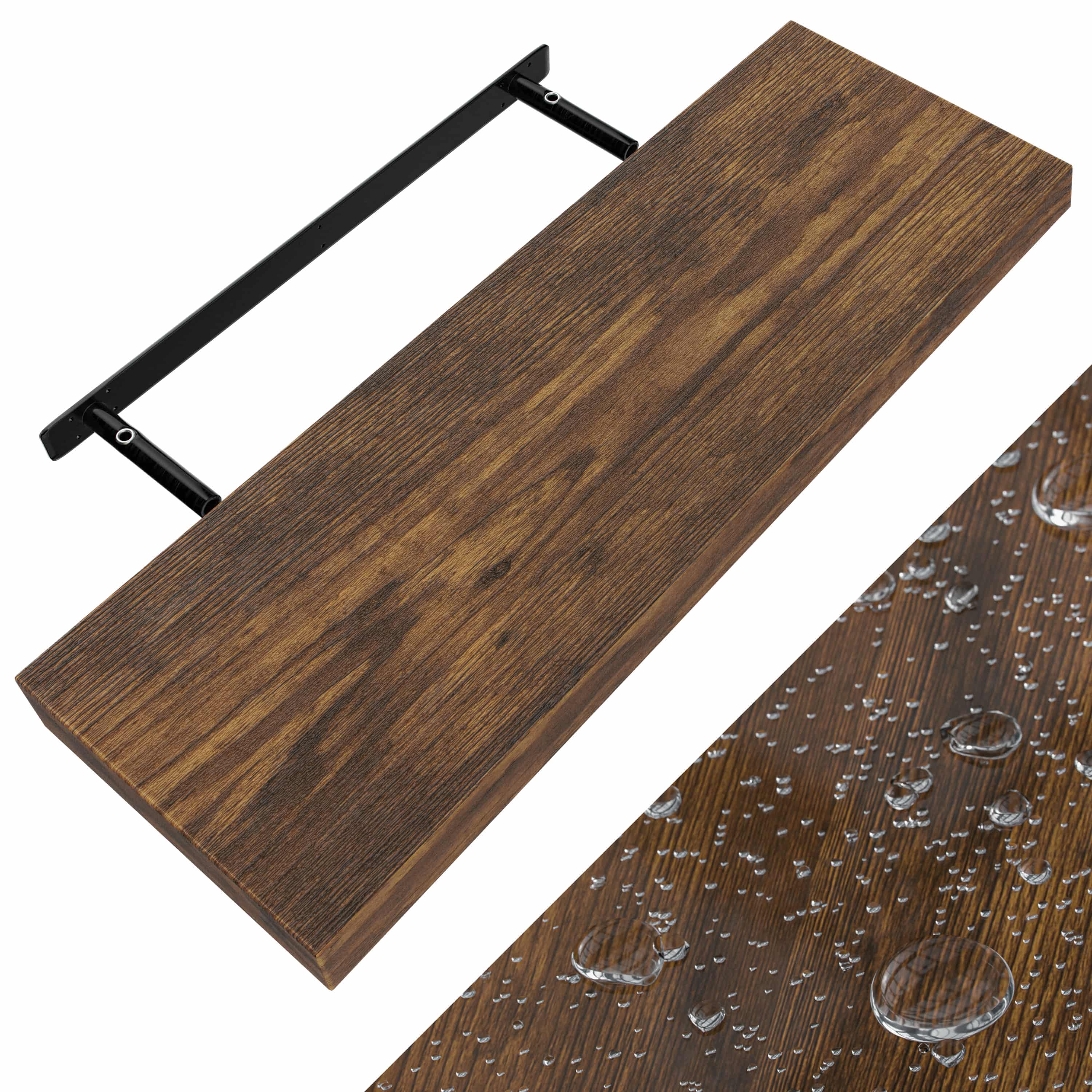 foto del prodotto mensola da parete 70cm rovere scurocon supporto