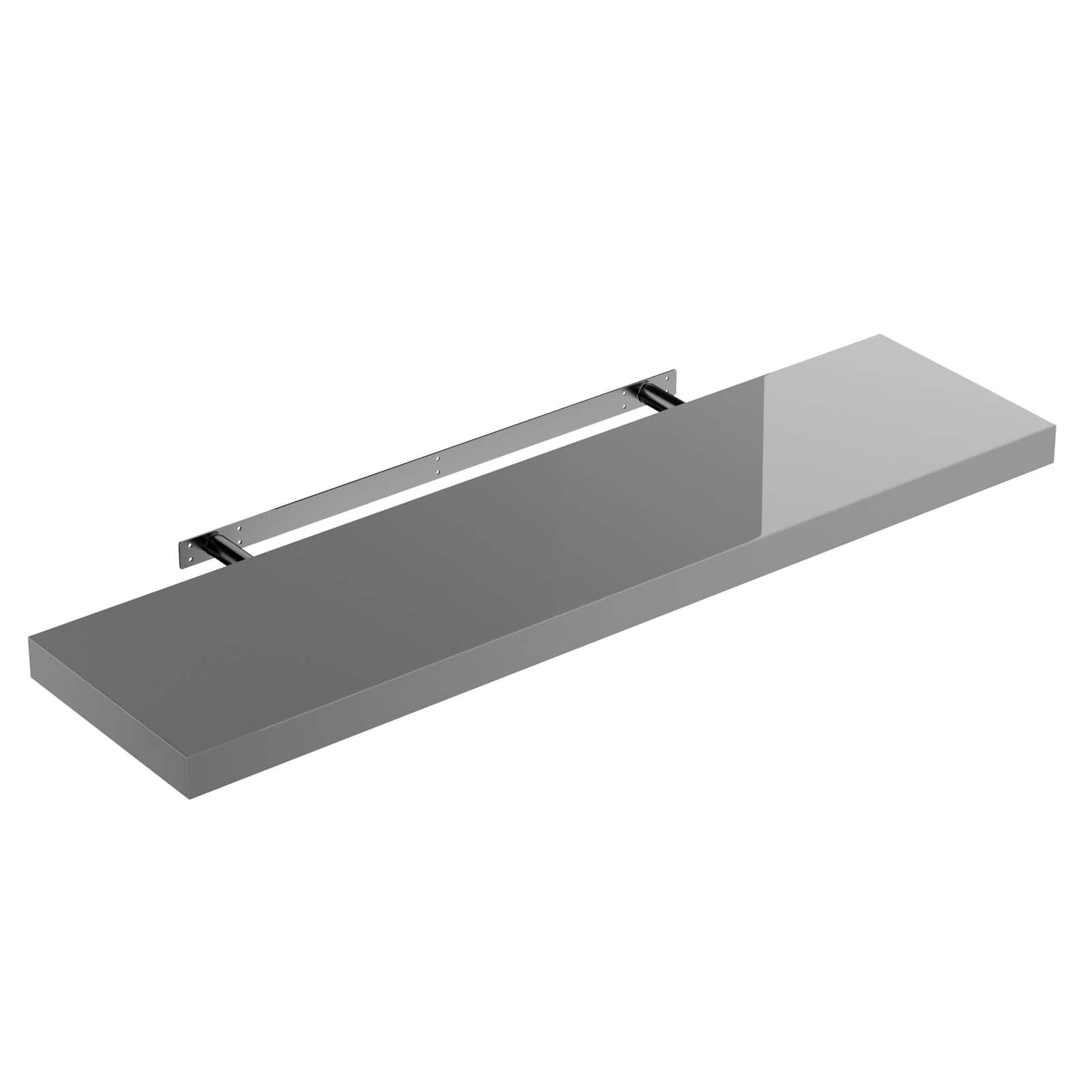 foto del prodotto mensola da parete 90cm grigio lucido con supporto