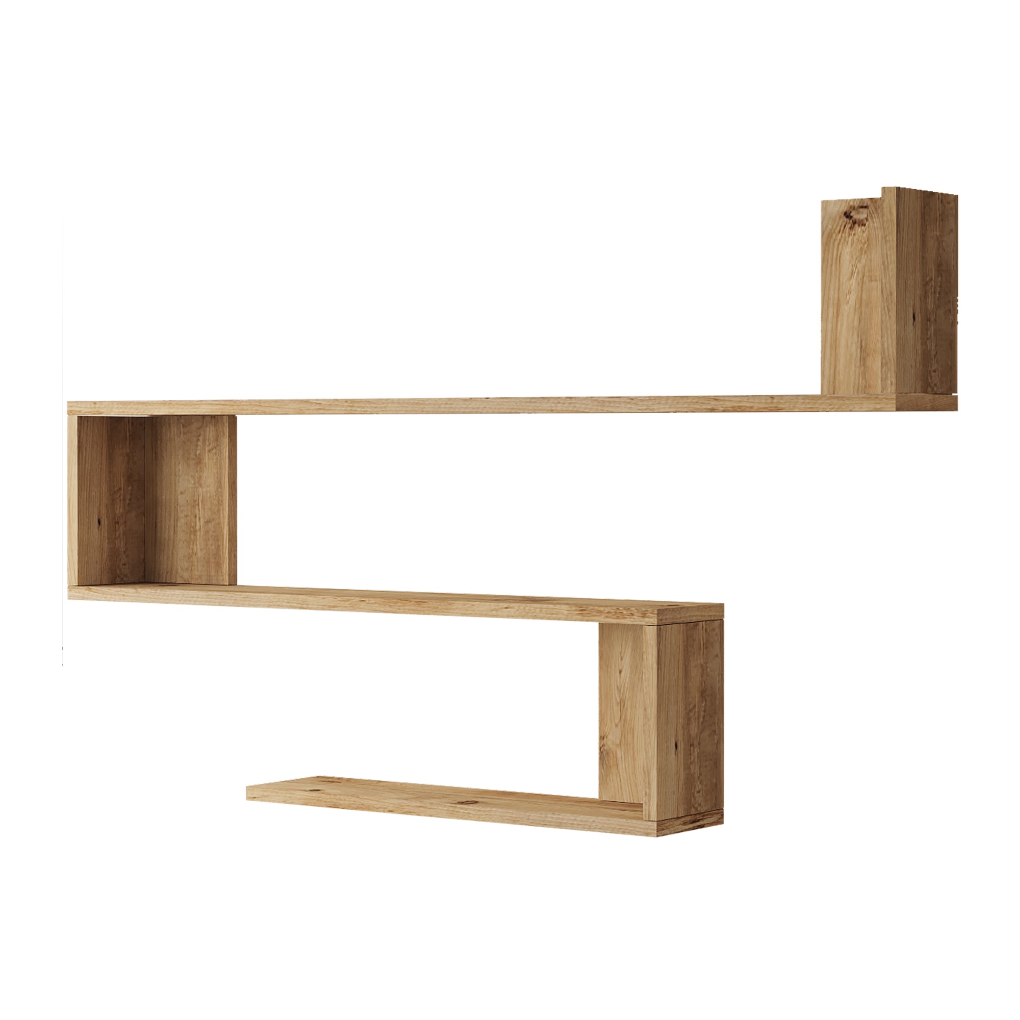 foto del prodotto mensola da parete a 3 livelli 71,5 x 120 x 14,5 cm effetto rovere rustico