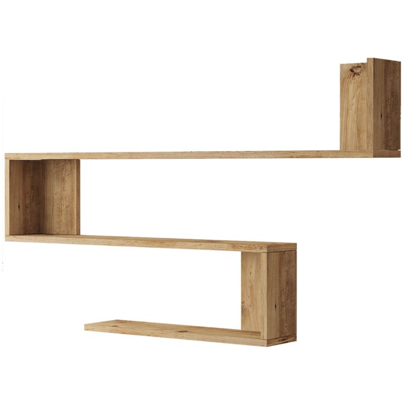 foto del prodotto mensola da parete a 3 livelli 715 x 120 x 145 cm effetto rovere rustico 03 0007042