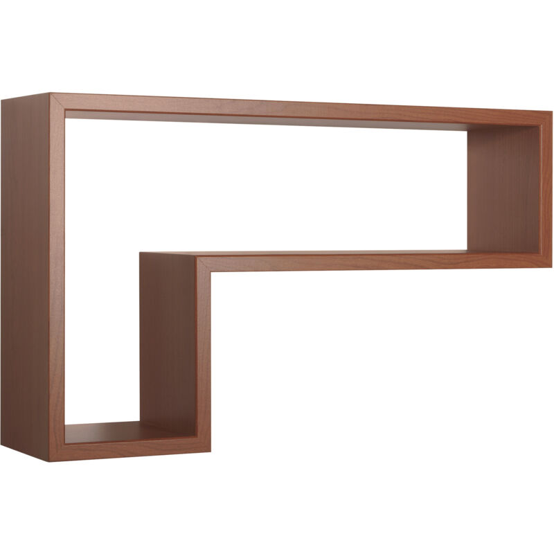 foto del prodotto mensola da parete a forma di l 61x37x15,5 cm in fibra di legno lettera ciliegio