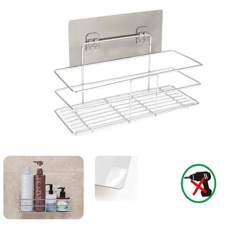 foto del prodotto mensola da parete adesiva scaffale o rg anizer portaoggetti bagno cucina 03481