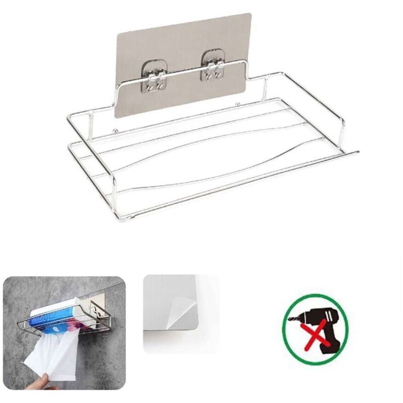 foto del prodotto mensola da parete adesiva scaffale organizer porta salviette bagno cucina 03496