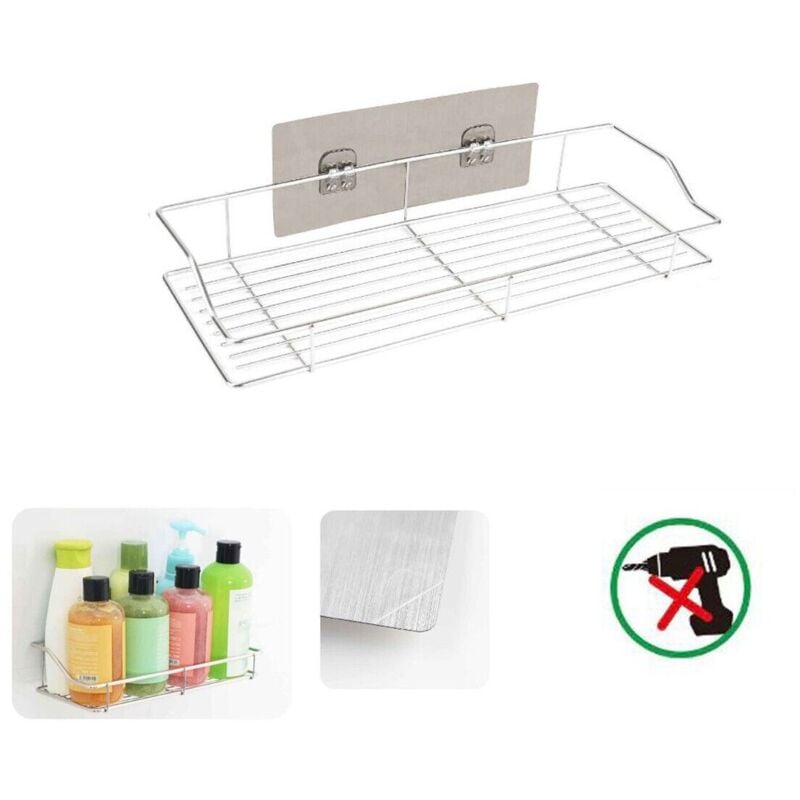 foto del prodotto mensola da parete adesiva scaffale organizer portaoggetti bagno cucina 03487