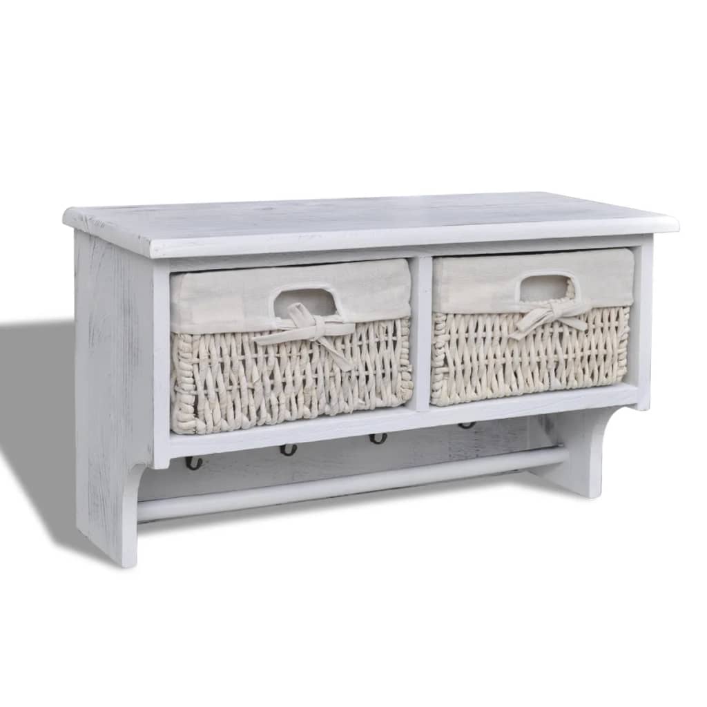 foto del prodotto mensola da parete bianca 60x23,5x33 cm in legno di paulownia cod mxl 75924