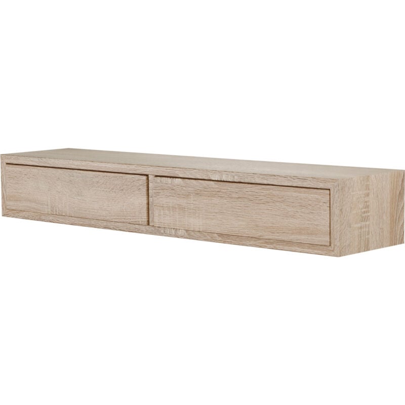 foto del prodotto mensola da parete con 2 cassetti 88,2x13,4x20 cm in fibra di legno domino rovere sagerau