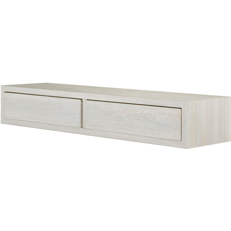 foto del prodotto mensola da parete con 2 cassetti 88,2x13,4x23,7 cm in fibra di legno domino maxi rovere sbiancato
