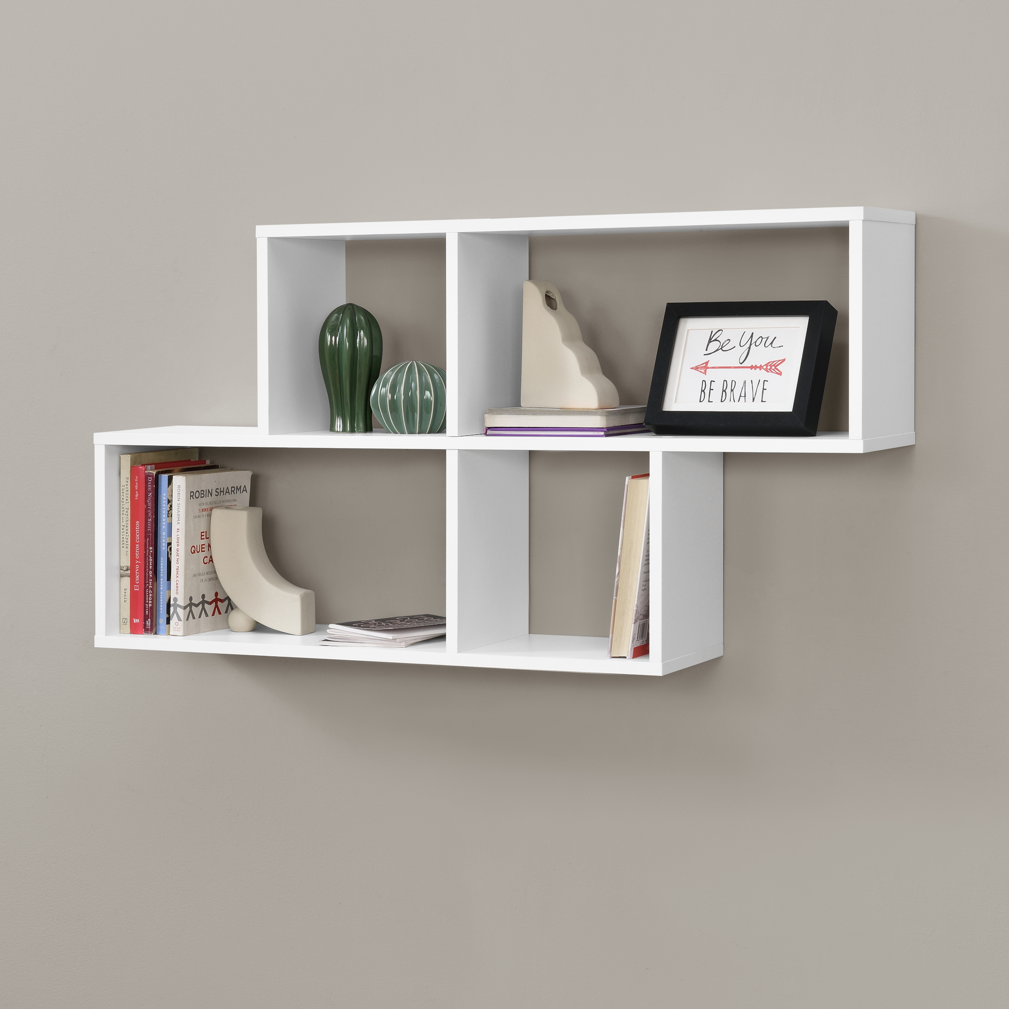 foto del prodotto mensola da parete con 4 scomparti a cubo rettangolo 100 x 19,5 x 53 cm scaffale pensile con ripiani portaoggetti