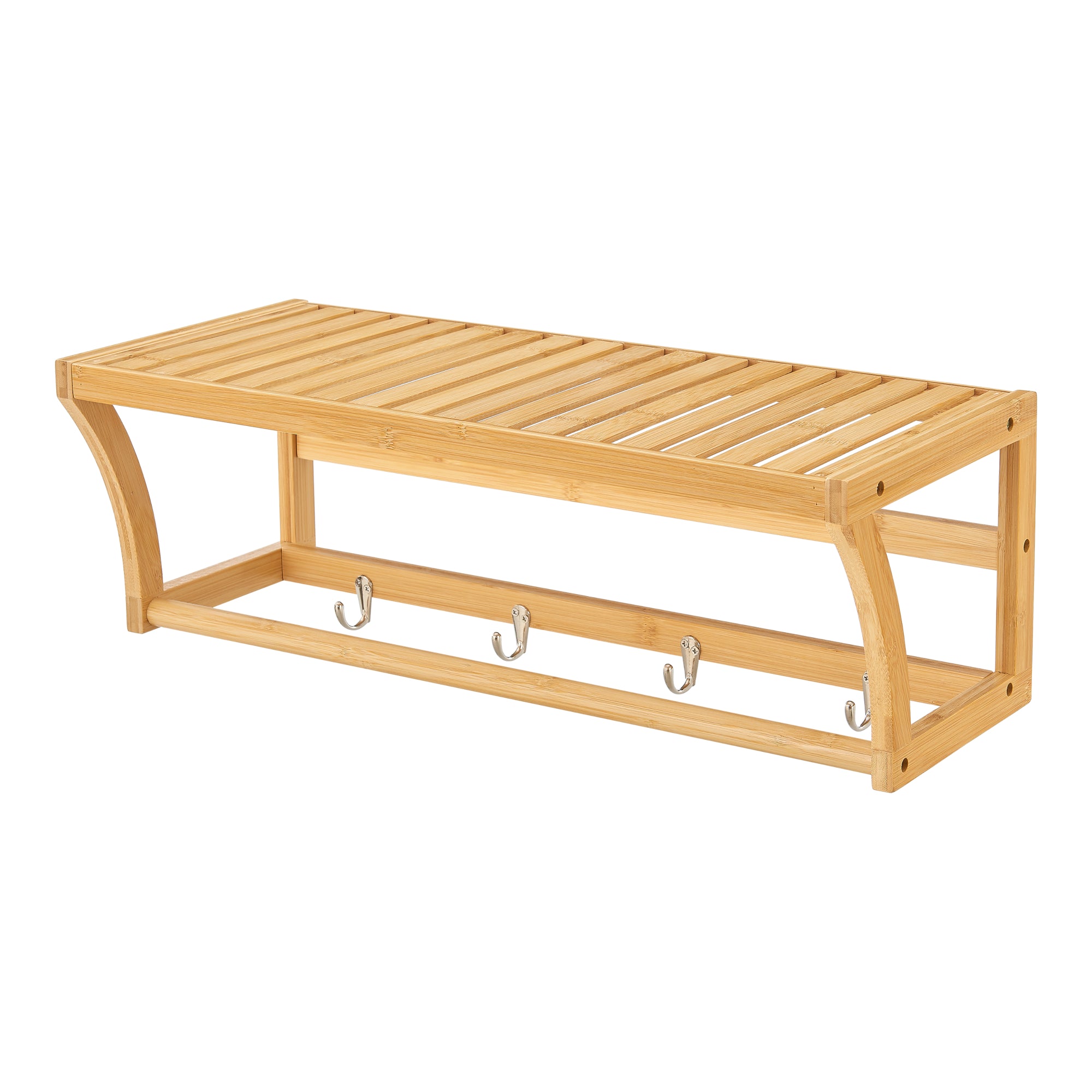 foto del prodotto mensola da parete con ganci langeland bamb 20,5 x 59,5 x 25,5 cm naturale 03 0007009