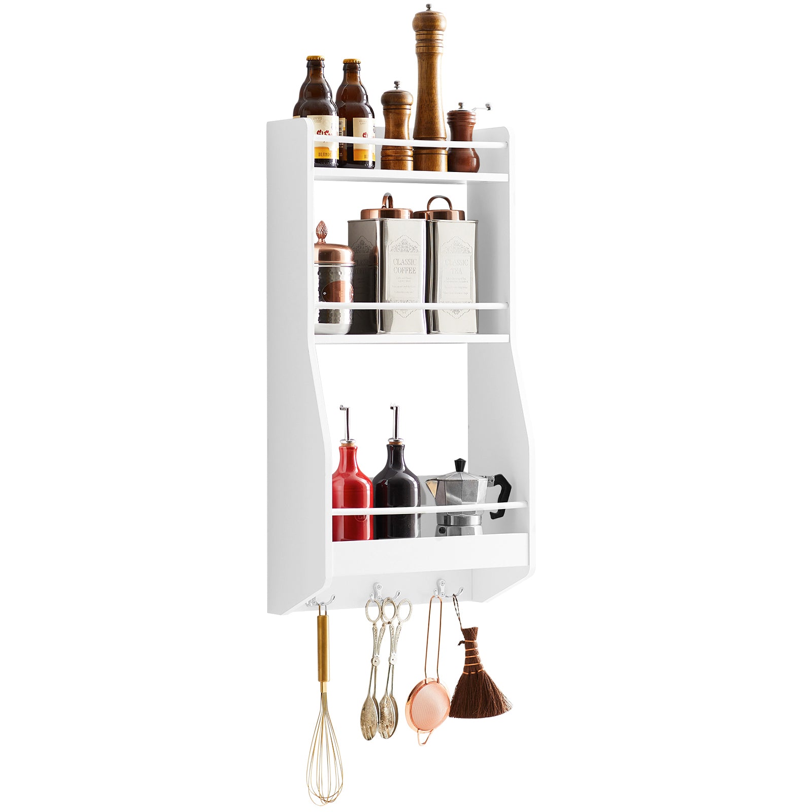 foto del prodotto mensola da parete mensola salvaspazio da cucina 38x17x75cm bianco kcr12 w