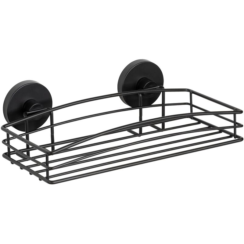 foto del prodotto mensola da parete per bagno, cestino da doccia a muro vacuum loc plus senza foratura, riposizionabile senza lasciare tracce, stile loft, acciaio
