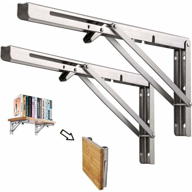 foto del prodotto mensola da parete pieghevole da 450 mm, 2 staffe per console pieghevole in acciaio inossidabile, telaio di supporto per mensole da garage, staffa