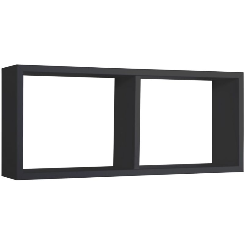 foto del prodotto mensola da parete scaffale 2 scomparti nero salotto camera soggiorno moderno morgana